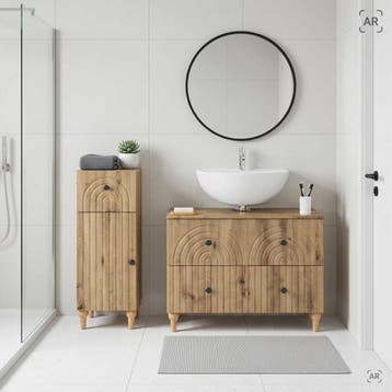 vidaXL 2-delige Badkamerkast Set ALKMAAR Artisanaal eiken, Verzenden, Nieuw