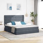vidaXL Opslag bed met matras Donkergrijs 180 x 200 cm, Verzenden, Nieuw, Grijs, Stof