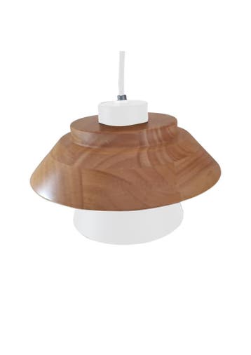 Hanglamp Wit met hout en witte binnenkant - Scaldare Catania, Ophalen of Verzenden, Nieuw, Hout