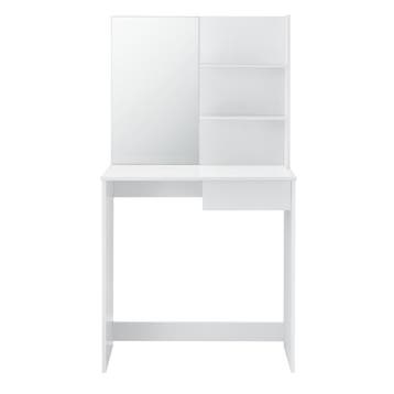 Kaptafel met krukje en spiegel 141x75x39,7 cm wit, Verzenden, Nieuw