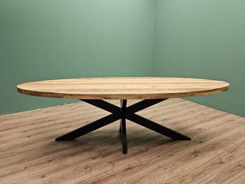 Eettafel Mangohout | Ovaal | VAKANTIE DEALS, Huis en Inrichting, Tafels | Eettafels, Ophalen, 100 tot 150 cm, Overige houtsoorten