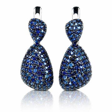 Zonder minimumprijs - Oorbellen 925 zilver, blauwe saffier, Nieuw