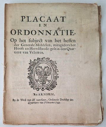 Placaat en ordonna(n)tie ........ heffen der Generale