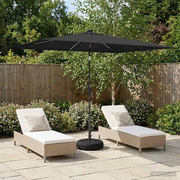 vidaXL Tuinparasol met LED-lampen en voet 200 x 300 cm, Verzenden, Nieuw, 1 tot 2 meter