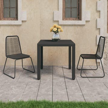 vidaXL 3-delige Tuinset PVC-rattan zwart, 2 zitplaatsen, Kunststof, Verzenden, Nieuw