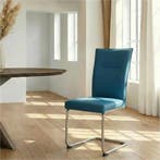Leren eetkamerstoel Retro - Hermes Turquoise (blauw) -, Huis en Inrichting, Stoelen, Ophalen of Verzenden, Nieuw, Leer, Modern