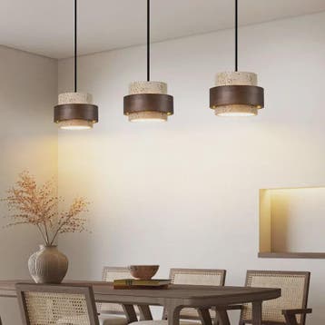 Moderne LED Hanglamp Hout & Natuursteen - Verstelbaar - Sfee, Verzenden, Nieuw