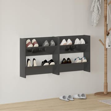vidaXL Wandschoenenkasten 2 st 60x18x60 cm hout hoogglans, Verzenden, Nieuw