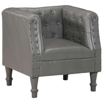 vidaXL Fauteuil echt leer grijs, Verzenden, Nieuw