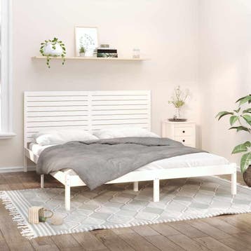 vidaXL Bedframe massief hout wit 180x200 cm, Huis en Inrichting, Eenpersoons, Verzenden, Wit, Nieuw