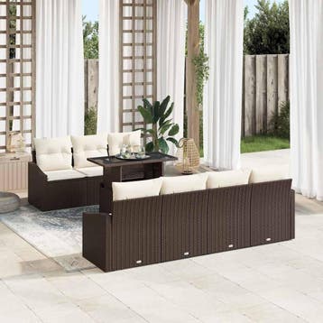 vidaXL Tuin Sofa Set 8 st Bruin poly rattan, Verzenden, Nieuw, 8 zitplaatsen