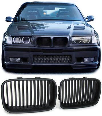 Mat Zwart Nieren Gril Set Pre-Facelift BMW E36 B6230, Nieuw