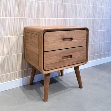 Retro nachtkast gerecycled teakhout -  1 lade, Huis en Inrichting, Ophalen of Verzenden, Nieuw