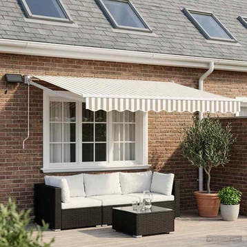 vidaXL Handmatig knikarmscherm met solar LED 3 x 2,5 m, Verzenden, Nieuw
