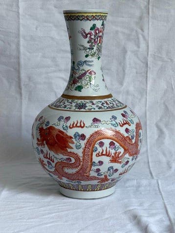 Vaas - Porselein - Draak & Feniks 39 cm