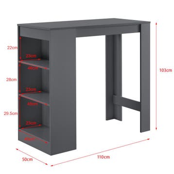 Bartafel met 3 planken 110x50x103 cm donkergrijs, Huis en Inrichting, Verzenden, Nieuw