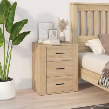 vidaXL Nachtkastje 50x36x60 cm bewerkt hout sonoma, Minder dan 45 cm, Verzenden, Nieuw, 55 tot 70 cm