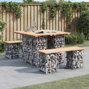 vidaXL Tuintafel schanskorfontwerp 100x102x72 cm massief, Tuin en Terras, Verzenden, Nieuw