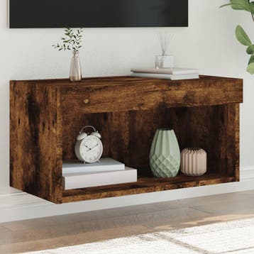 vidaXL Tv-meubel met LED-verlichting 60x30x30 cm gerookt, Minder dan 50 cm, Verzenden, Nieuw, Minder dan 100 cm