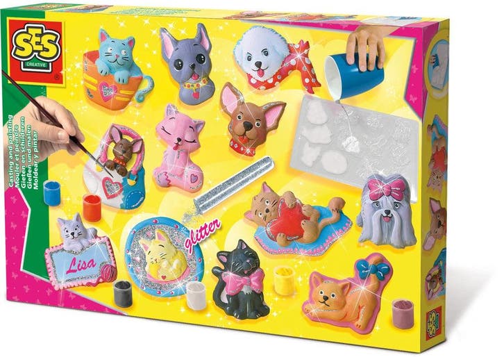 Gieten en schilderen - Honden en katten (Knutselpakketten), Kinderen en Baby's, Speelgoed | Educatief en Creatief, Knutselen, Nieuw