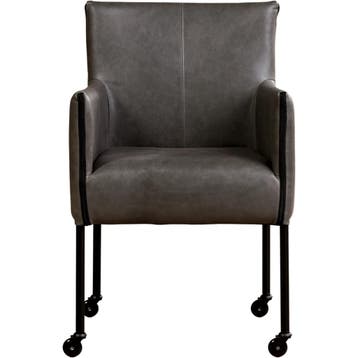 Leren eetkamerstoel More - Vintage Grey (grijs) - Poten, Ophalen of Verzenden, Nieuw, Leer, Bohemian, Industrieel, Modern, Scandinavisch