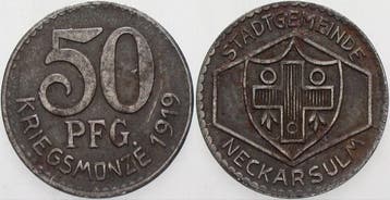 50 Pfennig 1919 Wappen Rs Neckarsulm, Verzenden