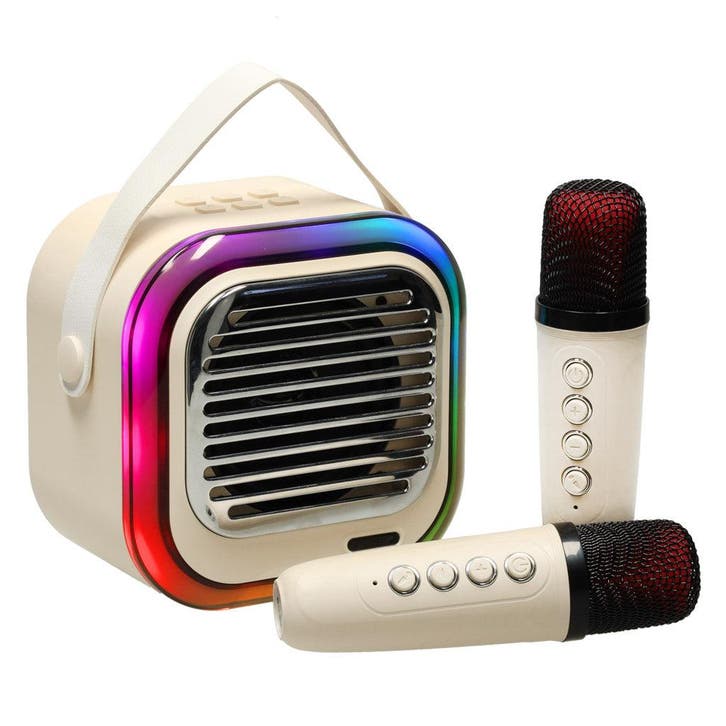 Retro Karaoke Set Met 2 Microfoons - Draagbare Bluetooth USB, Kinderen en Baby's, Speelgoed | Overig, Ophalen of Verzenden