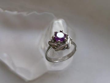 Zilver, amethist - Ring - Art Deco-stijl