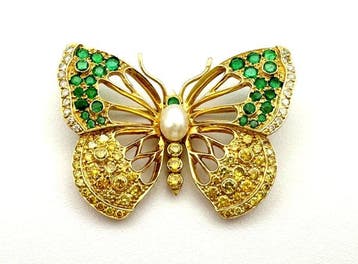 Broche - 18 karaat Geel goud - 1.80ct. tw. Diamant