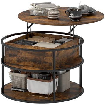 TRUUSK Ronde Salontafel Ø80 cm - Verstelbare Hoogte - Opslag, Verzenden, Nieuw