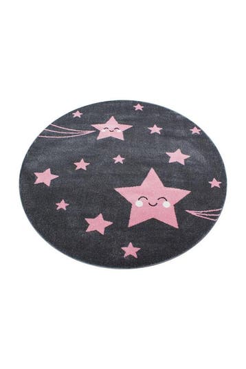 Rond Kindervloerkleed | Kids | Sterren | Roze | 120x120 cm, Verzenden, Nieuw