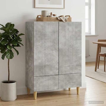 vidaXL Dressoir met lade Betongrijs 66 x 34,5 x 95 cm, Verzenden, Nieuw, Overige houtsoorten, Minder dan 50 cm