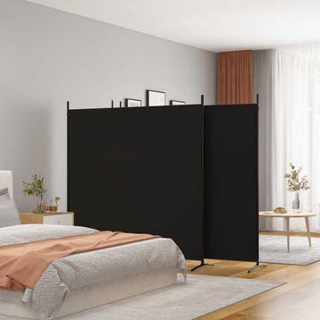 vidaXL Kamerscherm met 4 panelen 698x180 cm stof zwart, Huis en Inrichting, Woonaccessoires | Kamerschermen, Verzenden, Nieuw