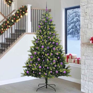 vidaXL Kunstkerstboom met scharnier 300 LEDs Groen 240 cm, Verzenden, Nieuw