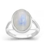 Zilveren ovale regenboog maansteen ring, Sieraden, Tassen en Uiterlijk, Ringen, Verzenden, Nieuw, Zilver