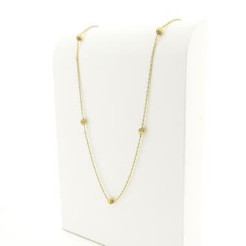 Gouden gedraaide schakelketting met bollen., Ophalen of Verzenden, Gebruikt, Goud, Goud