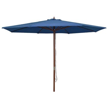 Grote luxe parasol 350cm blauw - Laatste kans, 52% korting, Ophalen of Verzenden, Zo goed als nieuw, 3 tot 4 meter, Stokparasol