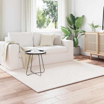 vidaXL Vloerkleden Vierkant SIROLO Crèmekleurig 240 x 240 cm, Verzenden, Nieuw, Crème