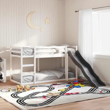 vidaXL Stapelbed met glijbaan en ladder grenenhout wit, 90 cm, Eenpersoons, Verzenden, Wit