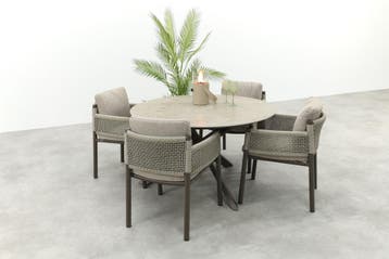 4SO Savanne/Prado 4-persoons ronde dining tuinset Ø130 cm. -, Verzenden, Nieuw, Rvs, Tuinset
