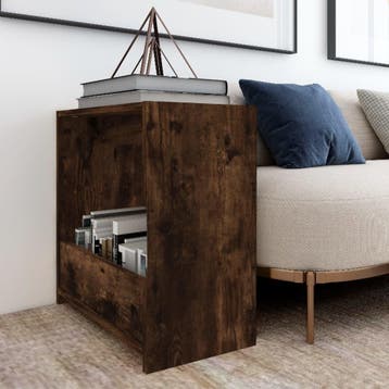 vidaXL Bijzettafel 50x26x50 cm bewerkt hout gerookt, Huis en Inrichting, Verzenden, Nieuw, 45 tot 60 cm