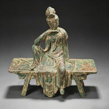 Antieke Guanyin Buddha Zittend op Bankje - Tibetaans Boeddhi, Verzenden, Nieuw