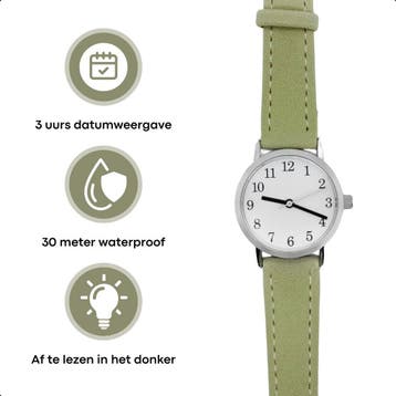 Tyme Santorini Dames Horloge - 27mm Wit/Groen- Horloges voor, Ophalen of Verzenden, Nieuw