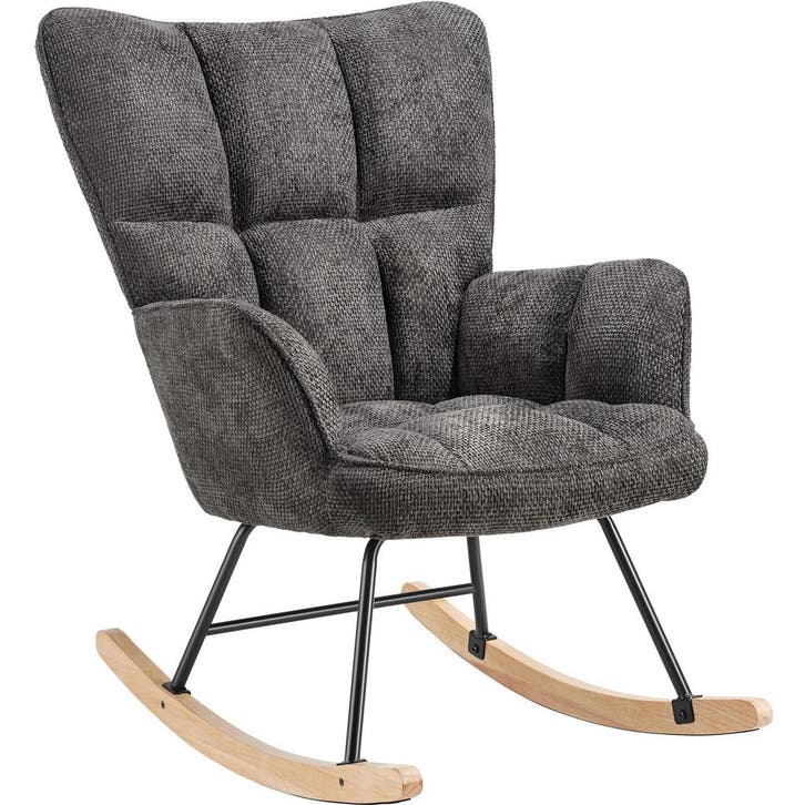 Schommelstoel Torve, gestoffeerd, gestikt patroon, houten sl, Huis en Inrichting, Stoelen, Verzenden