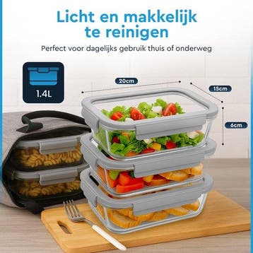 2dekans | Nord Kitchen Vershoudbakjes Set - met Glazen Stoom, Huis en Inrichting, Ophalen of Verzenden, Zo goed als nieuw