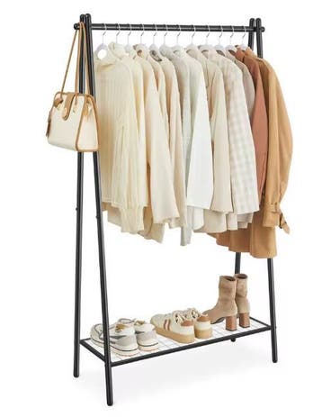 Minimalistisch Kledingrek met Legplank – Stalen Frame 92×33×, Verzenden, Nieuw