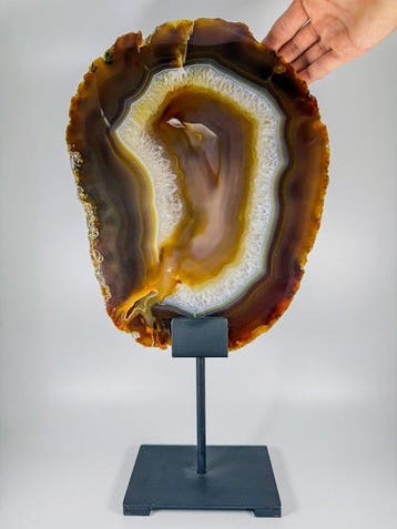 XXL Quality agate slice on stand - 4.2KG Gepolijste -, Verzamelen