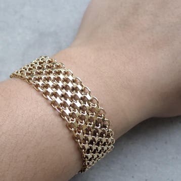 Gouden Bismarck schakelarmband., Ophalen of Verzenden, Gebruikt, Goud, Goud