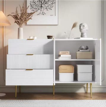Dressoir met 3 Lades en 2 Deuren – Modern Sideboard Goud, Verzenden, Nieuw