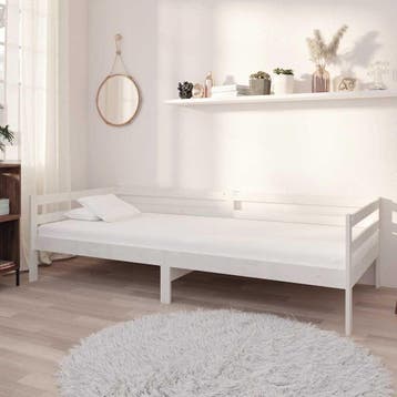 vidaXL Slaapbank massief grenenhout wit 90x200 cm, 90 cm, Eenpersoons, Verzenden, Wit